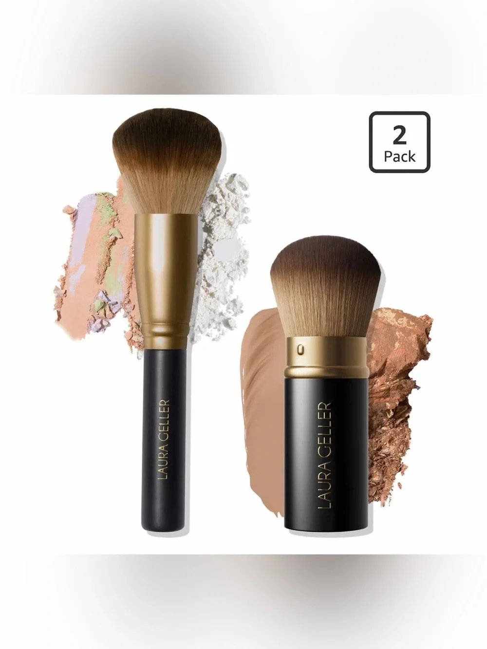 Laura Geller Blending Beauties 2 PC Face Brush Set Kabuki Powder NEW Sealed